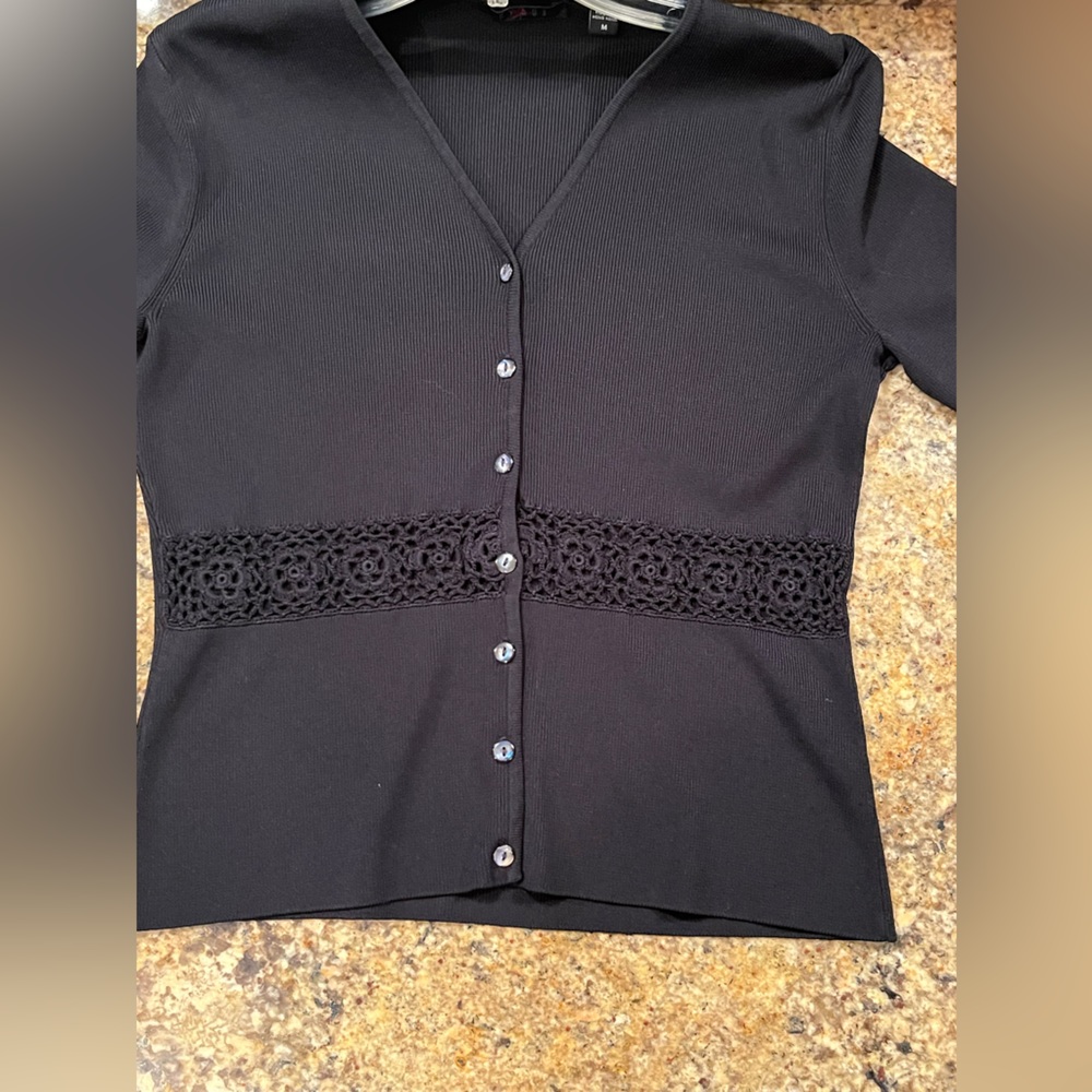 Cyrus Ribbed & Lace Button Down Cardigan - Picture 3 of 8